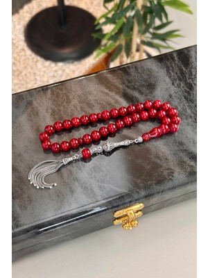 Dergah Tesbih Atölyesi Yeni Osmanlı Vişnesi Hareli Yapı Sıkma Kehribar Gümüş Tasarım