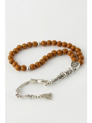 Marsilyan Işlemeli Bambu Ahşap Tesbih 8 mm