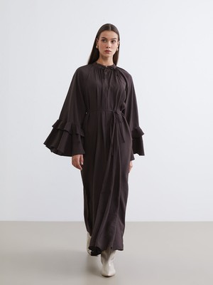 Lc Waikiki Yeni Sezon Bağlamalı Yaka Fırfırlı Büzgülü Elbise