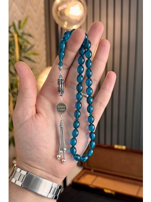 Dergah Tesbih Atölyesi Kişiye Özel Gümüş Isimli Tasarım Hanedan Serisi Ateş Kehribar Tesbih