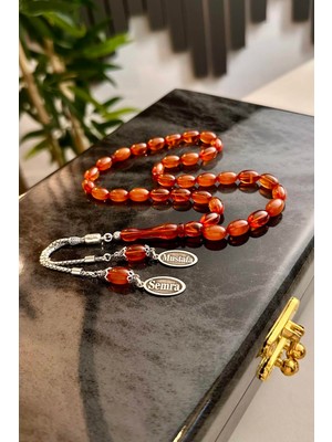 Dergah Tesbih Atölyesi Sevdiklerinize Özel Gümüş Tasarım Ateş-I Kehribar Tesbih