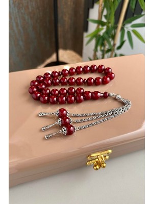 Dergah Tesbih Atölyesi Şahin Ağa Serisi  Yeni Osmanlı Vişnesi Sıkma Kehribar Gümüş Tasarım