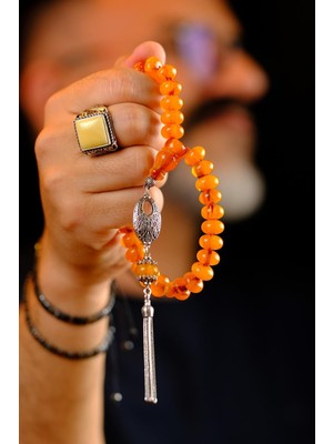 Dergah Tesbih Atölyesi Bilek Boy Yeni Basık Osmanlı Model Mışmışi Sıkma Kehribar Gümüş Tasarım Tesbih