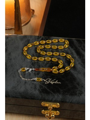 Dergah Tesbih Atölyesi Kişiye Özel Gümüş Imza Tasarım Arpa Kesim Ateş Kehribar Tesbih