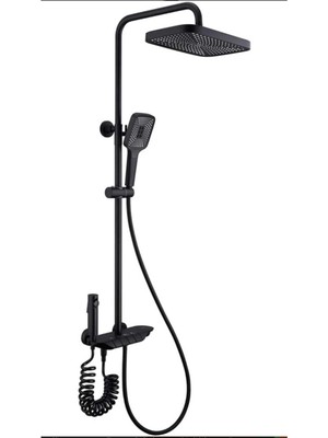 Kca Armatür Siyah Lüx Seri Piano Robot Duş Seti Çok Fonksiyonlu Banyo Duş Seti Lüx Seri