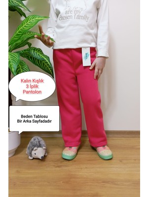 Vip Bera Tekstil Kız Çocuk Içi Tüylü Pembe Renk Kışlık Geniş Paça Pantolon/eşofman Altı
