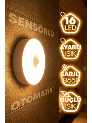 Telvesse 16LED 3mod Hareket Sensörlü Şarjlı LED Işık Mıknatıslı Kablosuz Gece Lambası Koridor Işığı 47732