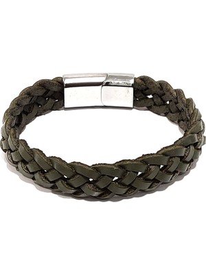 Herşey Nota Haki Maskülen Hakiki Deri Örgü Erkek BILEKLIK-582