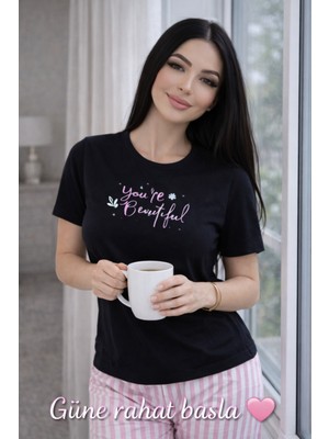 Sleeproom Kadın “you're Beautiful” Baskılı Polyviskon Pijama Takımı