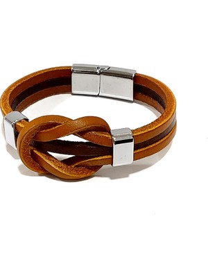 Herşey Nota Sır Düğümü Taba Renk Hakiki Deri Erkek BILEKLIK-570