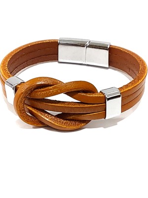 Herşey Nota Sır Düğümü Kahverengi Hakiki Deri Erkek BILEKLIK-569