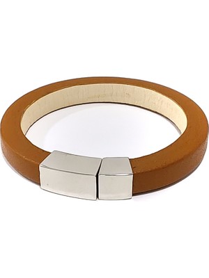 Herşey Nota Alfa Taba Hakiki Deri Çelik Erkek Bileklik-14