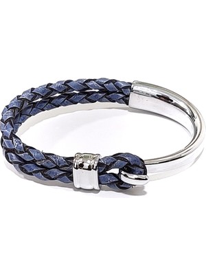 Herşey Nota Atlas Halka Gri Hakiki Deri Kancalı Erkek Bileklik-01