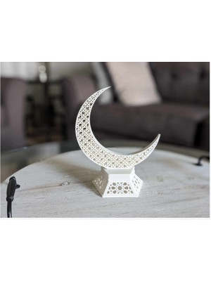 Atölye Matris Motifli Islam Sancağı Hilal Ramazan Özel Biblo Dekoratif Obje 18 cm 3D Baskı Pla Plastik