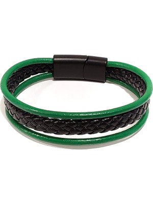 Herşey Nota Alfa Orman Hakiki Deri & Örgü Mıknatıslı Tokalı Erkek Bileklik-39