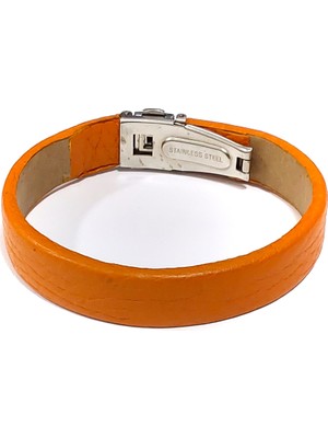 Herşey Nota Gölge Kemer Turuncu Hakiki Deri Erkek Bileklik-39