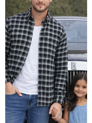 Varetta Erkek Siyah Kışlık Gömlek Kareli Cepli Yaka Düğmeli