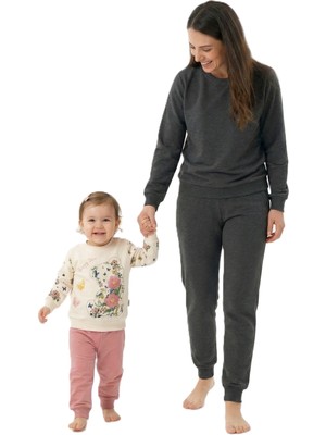 Ottoland Kız Bebek Alt Üst Takım %100 Pamuk Penye Kumaş Kelebek Modelli Çıtçıtlı Soft