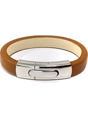 Herşey Nota Yıldırım Terra Taba Hakiki Deri Çelik Erkek Bileklik-17