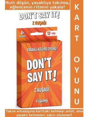 Wintoup Eğitici Dikkat Zeka Gelişimi Eğlenceli Vakit Geçirme Genç Nesil Kart Oyunu Don't Say It-Z Kuşağı