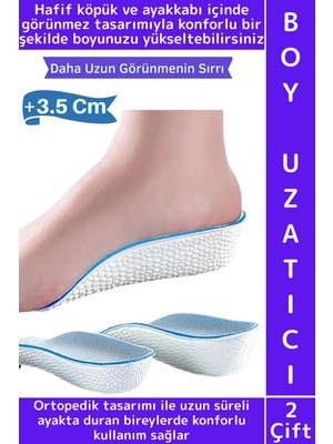 Wintoup Rahat Bot Spor Ayakkabısı Kadın Erkek 3.5 cm Boy Uzatan Gizli Topuk Yükseltici Köpük Tabanlık 2 Çift