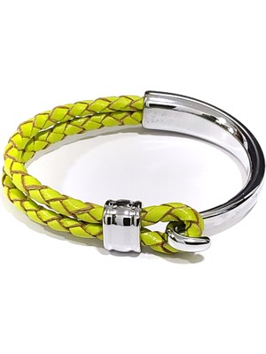 Herşey Nota Kuğu Model Sarı Hakiki Deri Erkek Bileklik-59