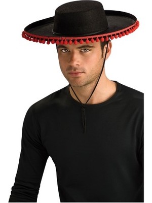 İlkyaz Fashion Kırmızı Ponponlu Siyah Renk Yetişkin Ispanyol Şapkası