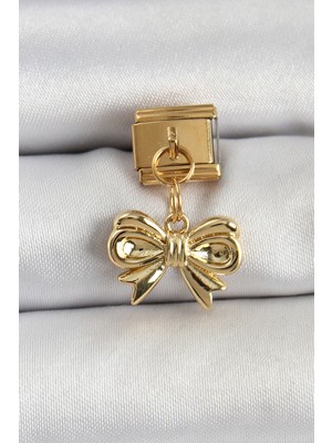 316L Çelik Sallantılı Fiyonk Model Gold Renk Nomination Charm - Lisinya