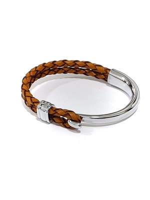 Herşey Nota Ateş Pusulası Taba Kancalı Hakiki Deri Erkek Bileklik-26