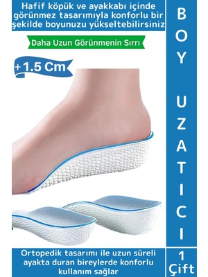 Wintoup Konforlu Bot Spor Ayakkabısı Kadın Erkek 1.5 cm Boy Uzatan Gizli Topuk Yükseltici Köpük Tabanlık