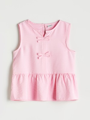 Lc Waikiki Yeni Sezon Kaçık Yaka Fiyonk Detaylı Kız Çocuk Bluz