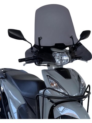 ABV Honda Dio El Korumalı Füme Tur Camı 59x72.5 cm (21-26) + Bağlantı Ekipmanı