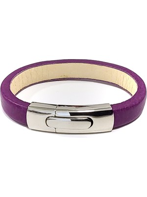 Herşey Nota Yıldırım Violet Mor Hakiki Deri Çelik Erkek Bileklik-21