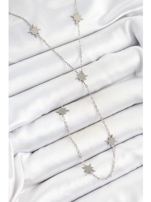 316L Çelik Kutup Yıldızı Figürlü Y Model Gümüş Renk Kadın Kolye - Lisinya