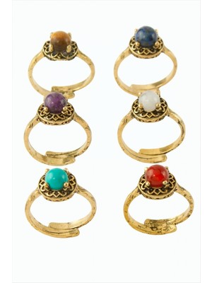 Marsilyan Yuvarlak Doğaltaşlı Otantik Yüzük