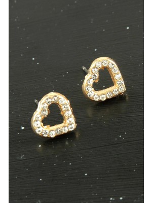 Marsilyan Kalp Taşlı Minik Küpe