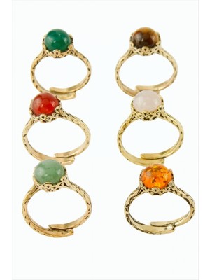 Marsilyan Yuvarlak Doğaltaşlı Otantik Yüzük