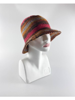 Kidilia Kışlık Renkli El Örgüsü Bucket Şapka