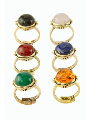 Marsilyan Yuvarlak Doğaltaşlı Otantik Yüzük