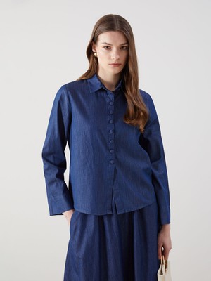 Lc Waikiki Yeni Sezon Gömlek Yaka Kadın Jean Tunik