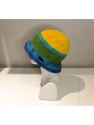 Kidilia Kışlık Renkli El Örgüsü Bucket Şapka