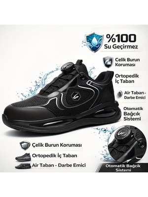 Çelik Burun Otomatik Bağcıklı  Su Geçirmez Spor Iş Ayakkabısı Delinmez Ortopedik S3