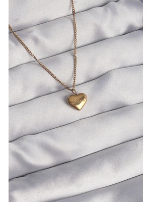 316L Çelik Gold Renk Kalp Model Love Kolye - Lisinya