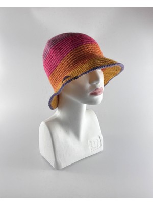Kidilia Kışlık Renkli El Örgüsü Bucket Şapka