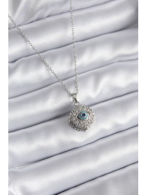 316L Çelik Gold Renk Zirkon Taşlı Göz Model Kadın Kolye - Lisinya