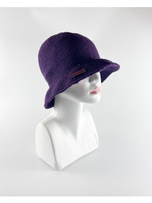 Kidilia Kışlık Mor Renkli El Örgüsü Bucket Şapka