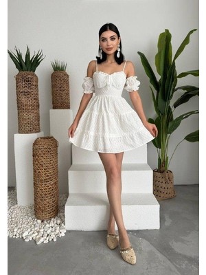 Bi Baksana Lucca Kolu Lastikli Mini Elbise