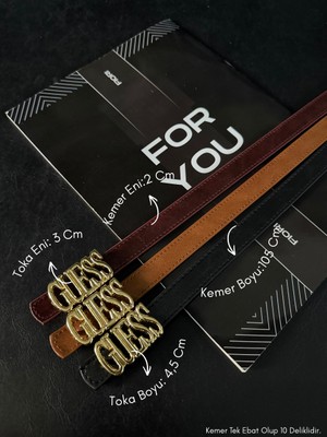 Fiori 3'lü Yazı Tokalı Ince Kadın Kemeri, Ceket Kemeri, Gömlek Kemeri, Elbise Kemeri