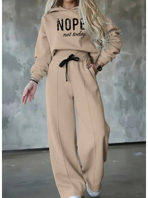 Bi Baksana Kadın Uzun Kollu Nope Baskılı Beli Ribanalı Ikili Takım