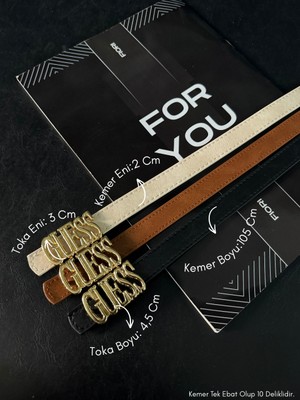 Fiori 3'lü Yazı Tokalı Ince Kadın Kemeri, Ceket Kemeri, Gömlek Kemeri, Elbise Kemeri